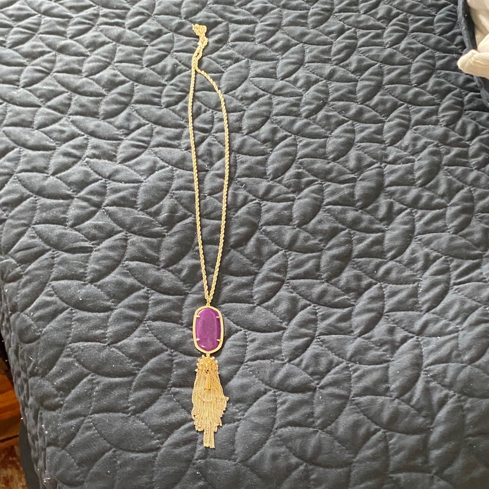 Elegant Gold Kendra Scott Necklace with Purple Pendant